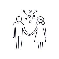 A man and woman holding hands with hearts coming out of their hands vector