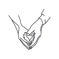 Two hands holding each other in a heart shape vector