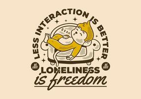 Less interaction is better. T-shirt design, Character design of monkey sleep on the sofa vector