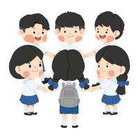 Group of happy Children Holding Hands Smiling Team vector