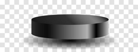 A black cylindrical object is displayed. The object casts a shadow below, giving it a three-dimensional appearance vector