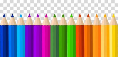 An image showing colorful pencils arranged in a row, creating a gradient effect from blue to yellow. Concept of creativity and art vector