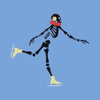 Funny skeleton skating. Cute skeleton bones character. vector