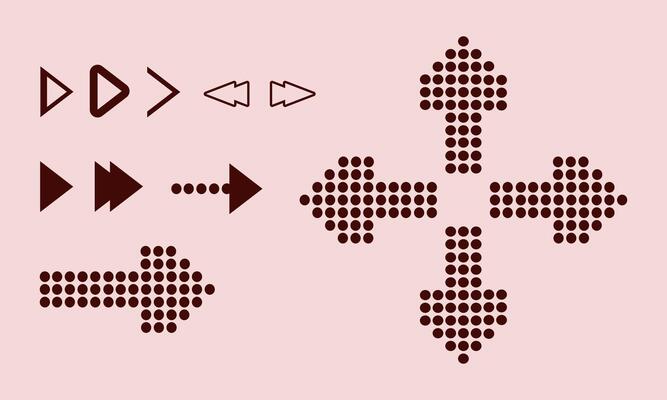 Arrow icons set in different styles
