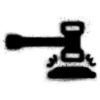 judge's gavel icon graffiti with black spray paint. vector