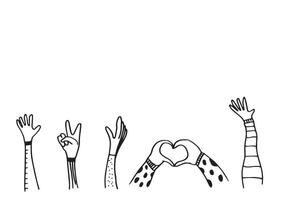 hand drawing in various poses in doodle style vector