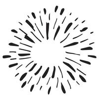 Vintage Sunburst Explosion Handdrawn Design Element Fireworks Black Rays vector