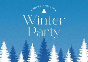 Winter Party Invitation with Pine Tree Silhouette template