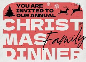 Minimalist Christmas Family Dinner Party Invitation Greeting Card template