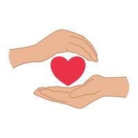 Hands holding red heart isolated on white background vector