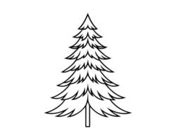 pine tree line art white background vector