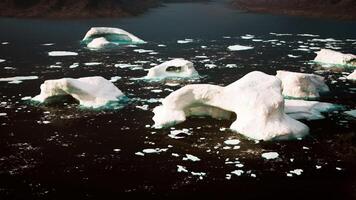 Icebergs floating on water video