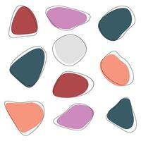 abstract liquid colored shapes, spots with lines on a white background. vector