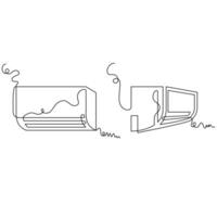 one line art air conditioning illustration. line art, one continuous line, simple, hand drawn and sketch style. for icons, symbols, signs or logos vector