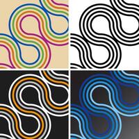 color linear waves background set vector