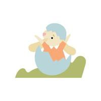 Cute Bunny Sitting in Egg Shell, Happy Easter, Design Element for Greeting Card, Invitation, Poster, Banner Illustration vector