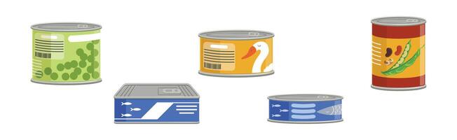 Different Market Product Object in Closed Container Set vector