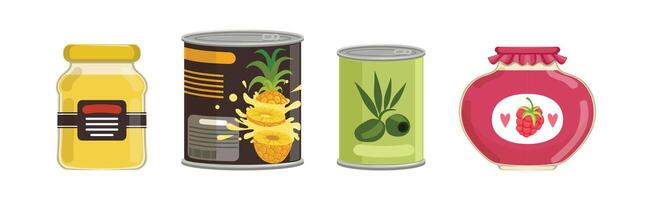 Different Market Product Object in Closed Container Set vector