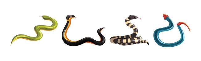 Venomous Snake and Serpent of Different Type Set vector