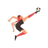 Soccer Player Kicking Ball, Football Player Character in Uniform Illustration vector
