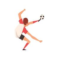 Soccer Player, Professional Football Player Character in Uniform Training and Practicing Soccer Illustration vector