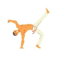 Capoeira Dancer Fighter Character Practicing Movement, Brazilian National Struggle Illustration vector