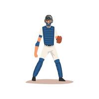 Catcher Baseball Player Character in Uniform and Helmet Illustration vector