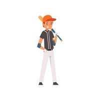 Baseball Player with Bat on His Shoulder, Softball Athlete Character in Uniform Illustration vector