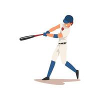 Baseball Player Swinging Bat, Softball Athlete Character in Uniform Illustration vector