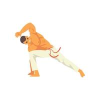 Smiling Male Capoeira Dancer Character Practicing Movement, Brazilian National Struggle Illustration vector