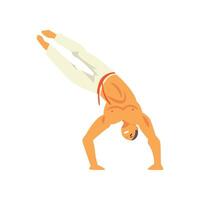 Smiling Man Standing on His Hands, Capoeira Dancer Character Practicing Movement, Brazilian National Martial Art Illustration vector
