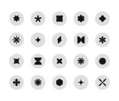 Collection of template icons of abstract shapes for social highlights, business in brutalist style. Set of futuristic, geometric figures, signs illustration vector