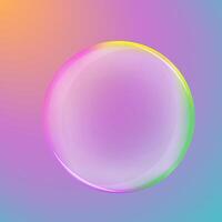 Soap bubble with rainbow reflection on gradient background. Colorful element, clip art. vector