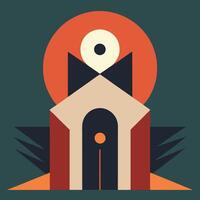A house with a large eye on it vector