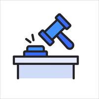 A judge's gavel is hitting a box on a table vector