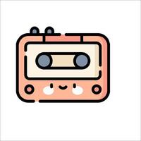 A cassette player icon with a smiley face vector