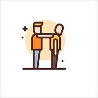 Two people are standing next to each other, one is holding the other's hand vector