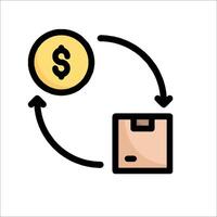 A box with a dollar sign and a coin vector