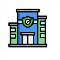 A building with a shield on it vector
