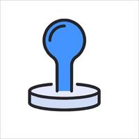 A blue button on top of a white surface vector