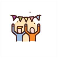 Two people are holding up a banner with bunting vector