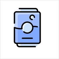 A blue and white icon of a phone vector