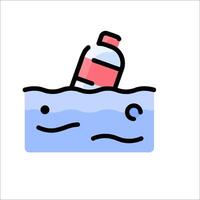 A bottle floating in the water with a smiley face vector