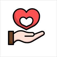 Hand holding a heart icon on a white background vector