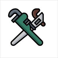 A wrench and a wrench icon on a white background vector