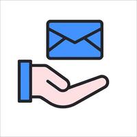 Email icon with hand holding envelope vector