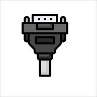 A black and white image of a computer connector vector