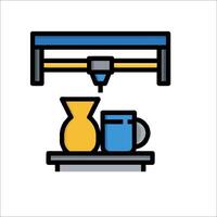 A coffee maker and a mug on a table vector