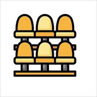 A row of yellow balls on a shelf vector