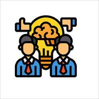Two people with a light bulb above their heads vector